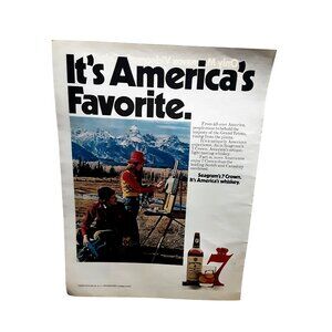 Vintage 1973 Seagrams 7 Whiskey Print Ad Grand Tetons Americana Scene